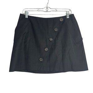 Burberry London 100% Wool Wrap Skirt Black Womens 8 Mini Nova Check Designer